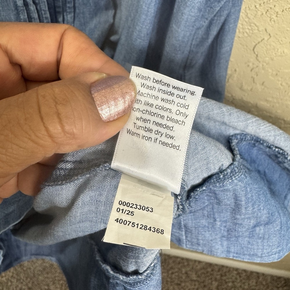 Sonoma Chambray Shirt Dress Womens Size 2X Blue 100% Cotton Pockets Lagenlook - Picture 6 of 10